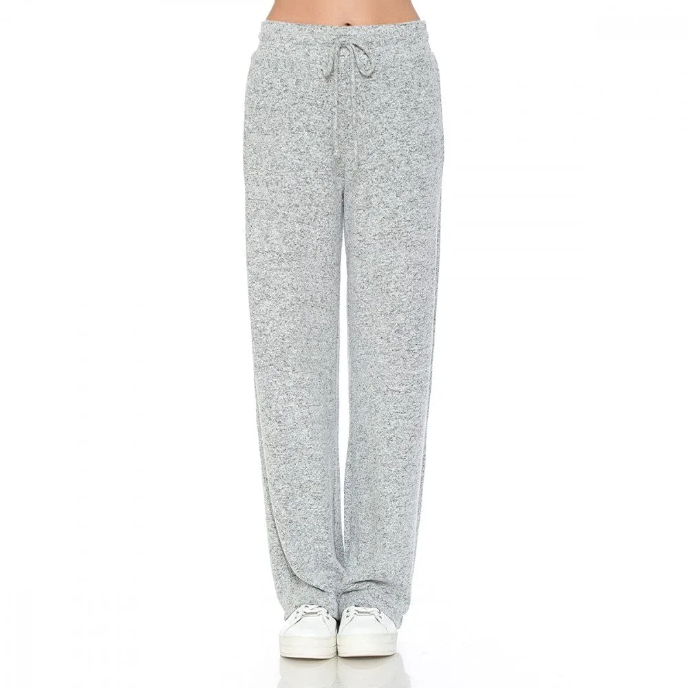 Women's Brushed Hacci Wide Leg Stretchy Drawstring Lounge Pants