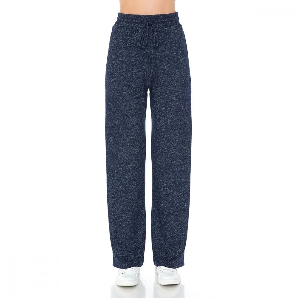 Women's Brushed Hacci Wide Leg Stretchy Drawstring Lounge Pants