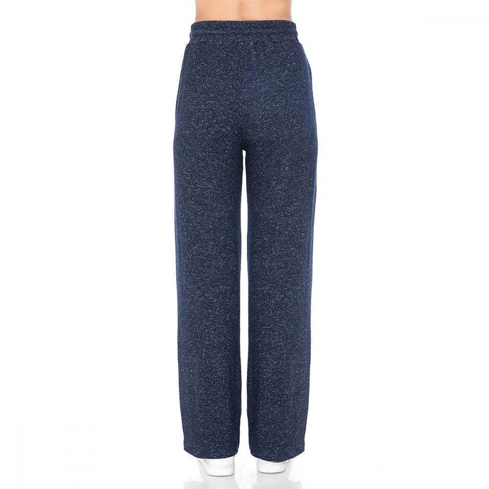 Women's Brushed Hacci Wide Leg Stretchy Drawstring Lounge Pants