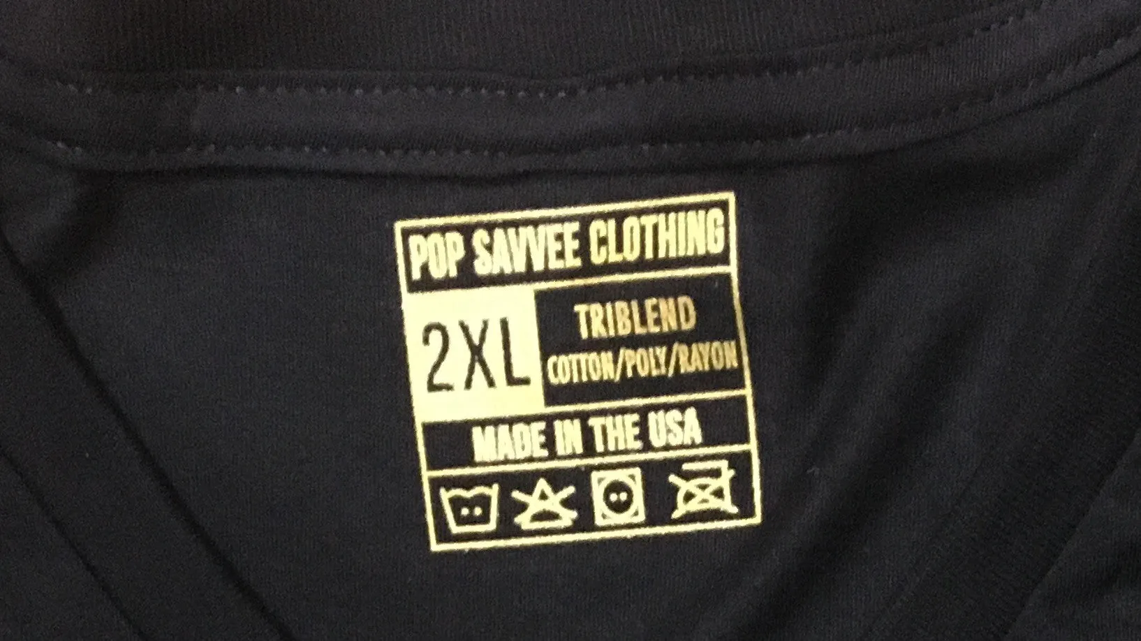 Women's Designer Gold Label Short Sleeve V-Neck T-Shirt w/ Metallic Gold “Pop Savvee Clothing” Logo