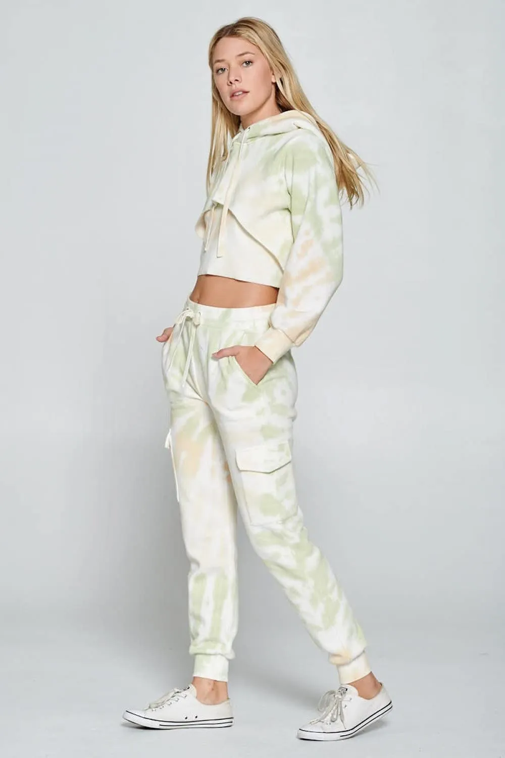 Women's Joggers Casual Tie Dye French Terry Pants Elastic Drawstring Waistband Sweatpants Lounge Wear